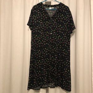 Gap Floral Button-Down Midi Shirt Dress